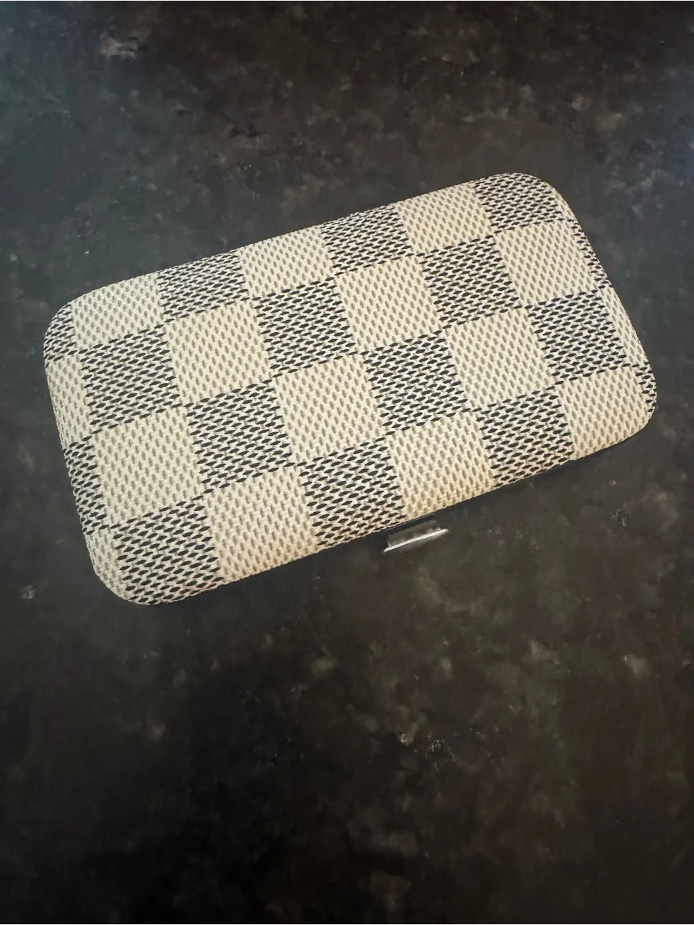 Source Unknown Beige and Black Checkered Women Skincare Tool Case